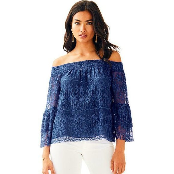 Lilly Pulitzer Tobyn Top Off Shoulder - Picture 1 of 4